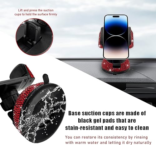 Miniatura 4 de Suvnie Bling - Soporte de teléfono para automóvil, 360 grados ajustable de cristal para salpicadero de automóvil, ventilación de aire, soporte