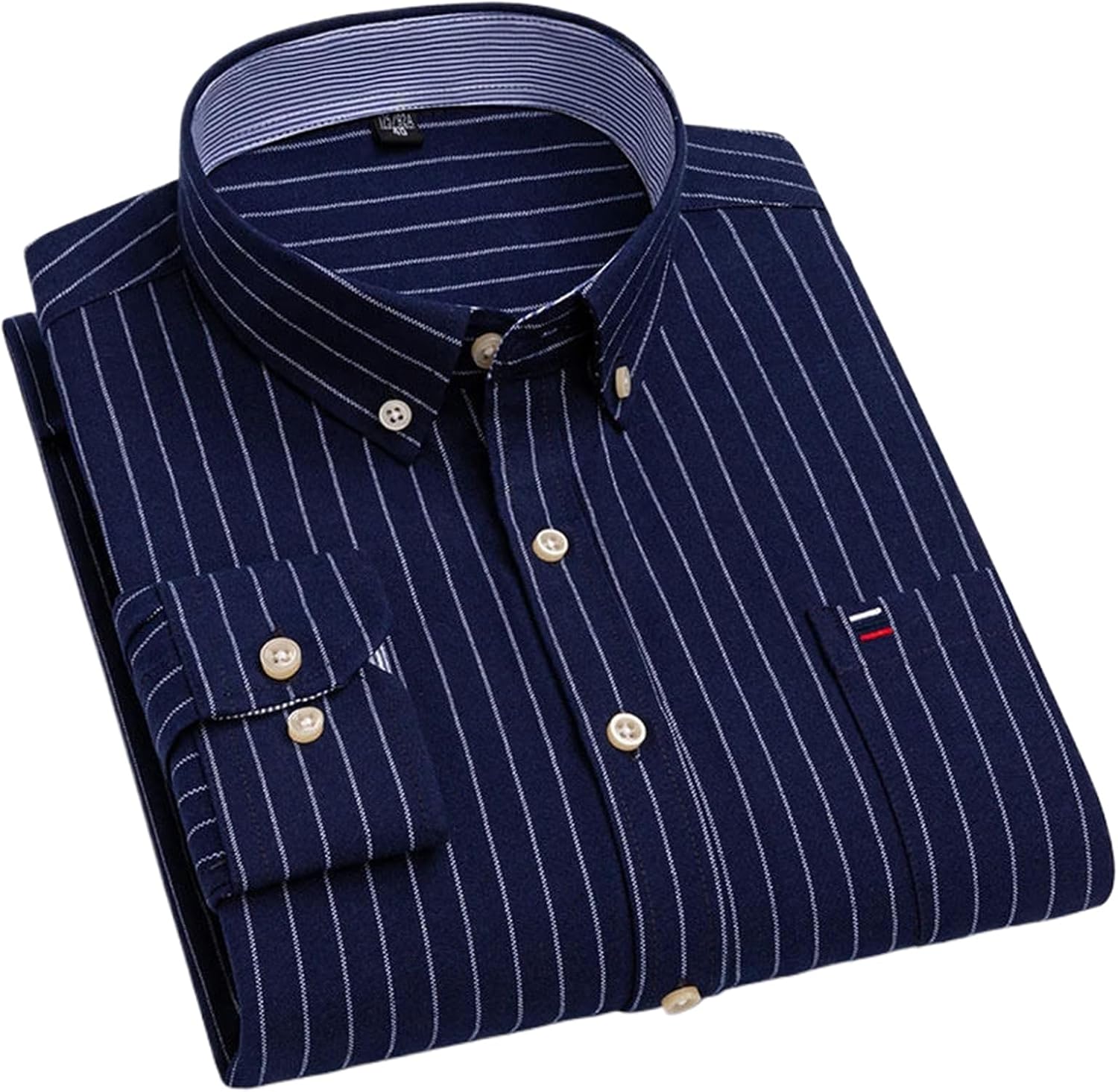 Cotton Shirts for Men Plain Shirt Oversized Long Sleeve Slim Fit Striped Plaid Tops