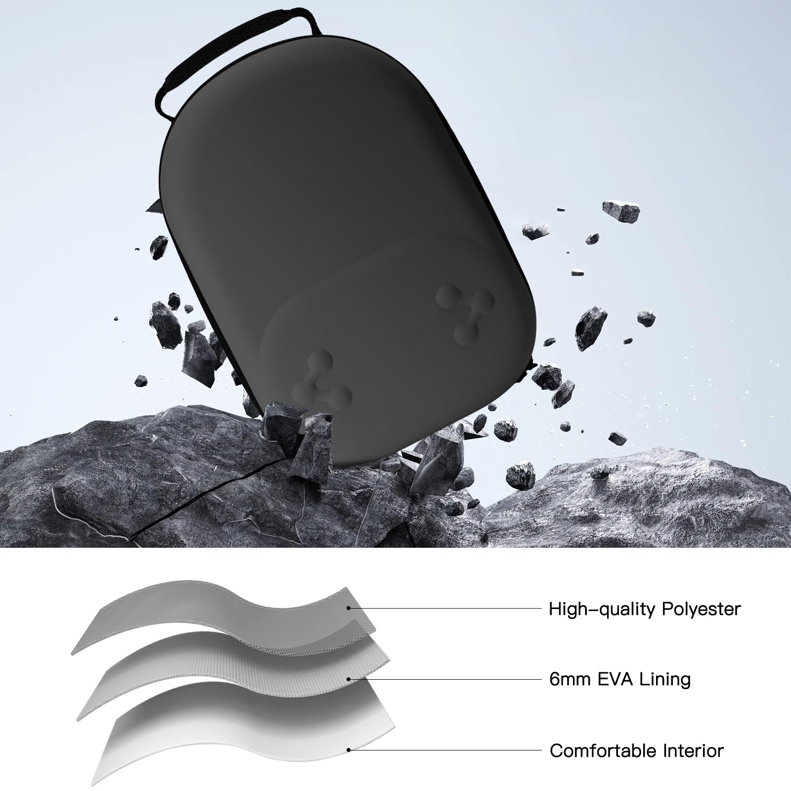 Hard Carrying Case Compatible with Oculus Meta Quest 3/3S,VR Headset Elite Strap and Touch Controller Accessories Carry Case,Hard Shell Travel Storage Bag (Black) - 4