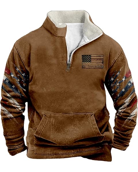 MARSVOVO Mens Quarter Zip Fleece Sweatshirt Zip Up Coat for Men Long Sleeve Zipper Fall Winter Vintage Y2k Hoodies