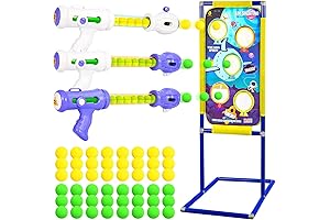 Shooting Games Toys for Boys: Foam Ball Air Cannon with Target for Kids and Family