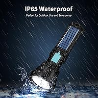 Vista 7 de Led Solar Flashlight, 1500 Lumens Led Solar Handheld Rechargeable Flashlights with IP65 Waterproof, 2000mAh Battery for Survival Emergencies Camping