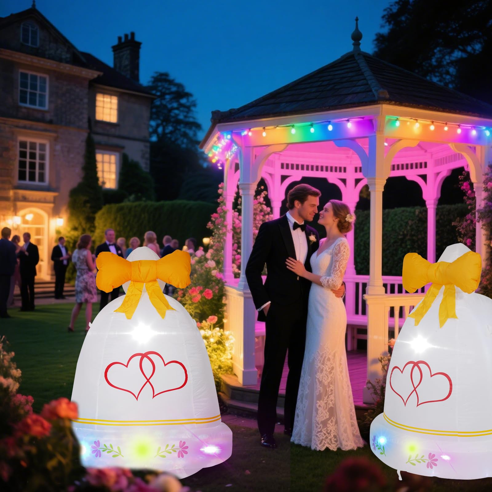 Décoration gonflable cœur de 1,2 m avec LED pour mariages