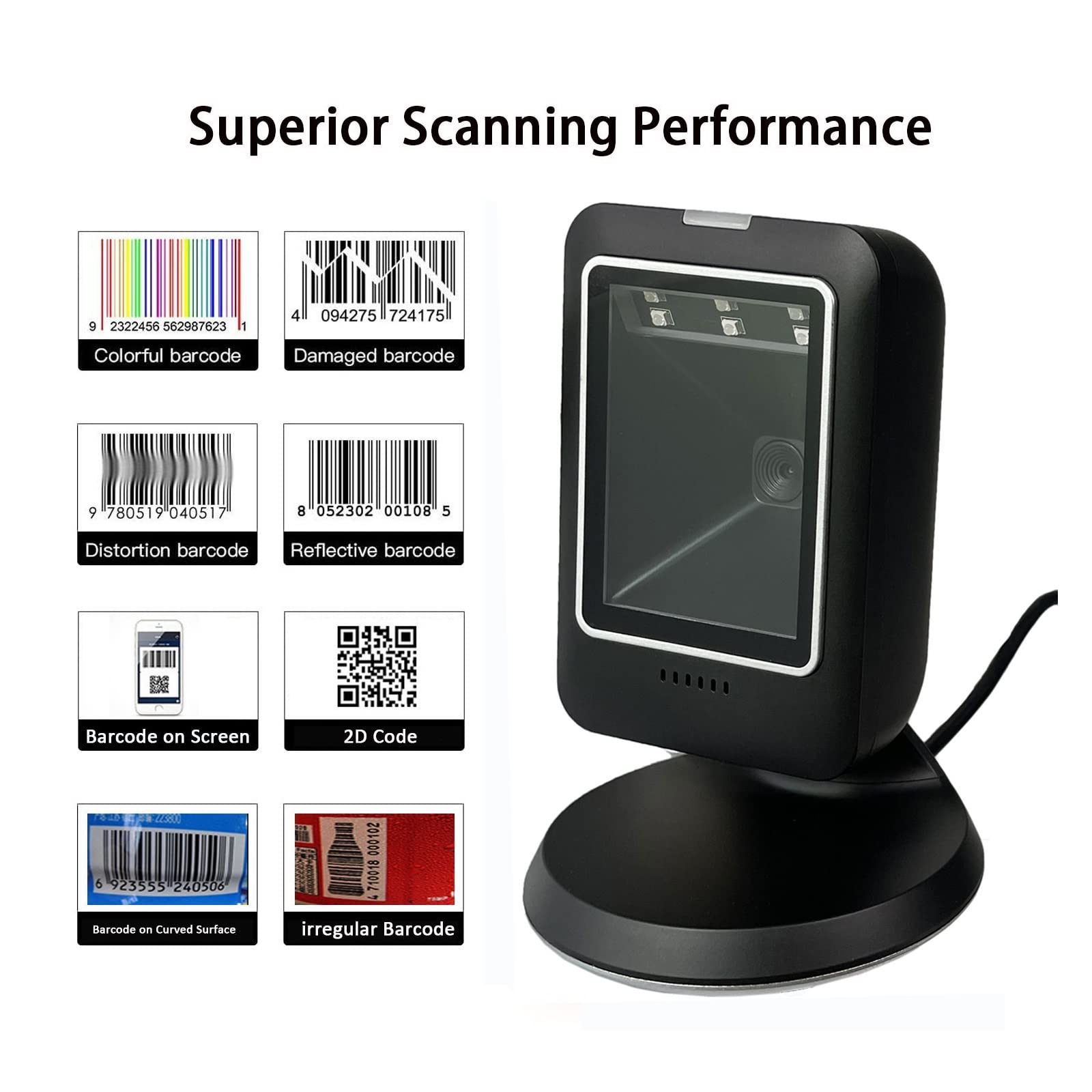 Skaner kodów kreskowych Skaner kodów kreskowych 2D wszechstronny komputer stacjonarny Automatic Matrix Matrix Czytnik supermarket 1D 2D QR Kod do inwentaryzacji