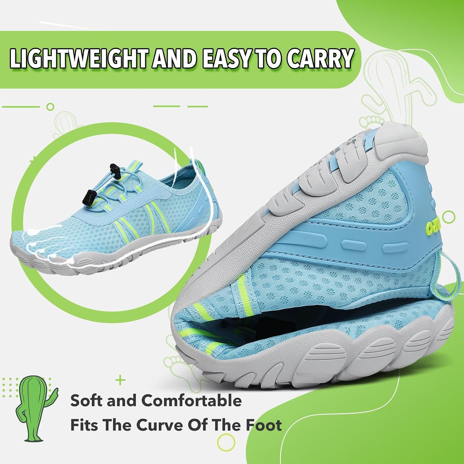 SAGUARO Unisex Barefoot Bathing Shoes Non-Slip Barefoot Shoes Quick-Drying Water Shoes with Drainage Holes Size 36-48 image 4