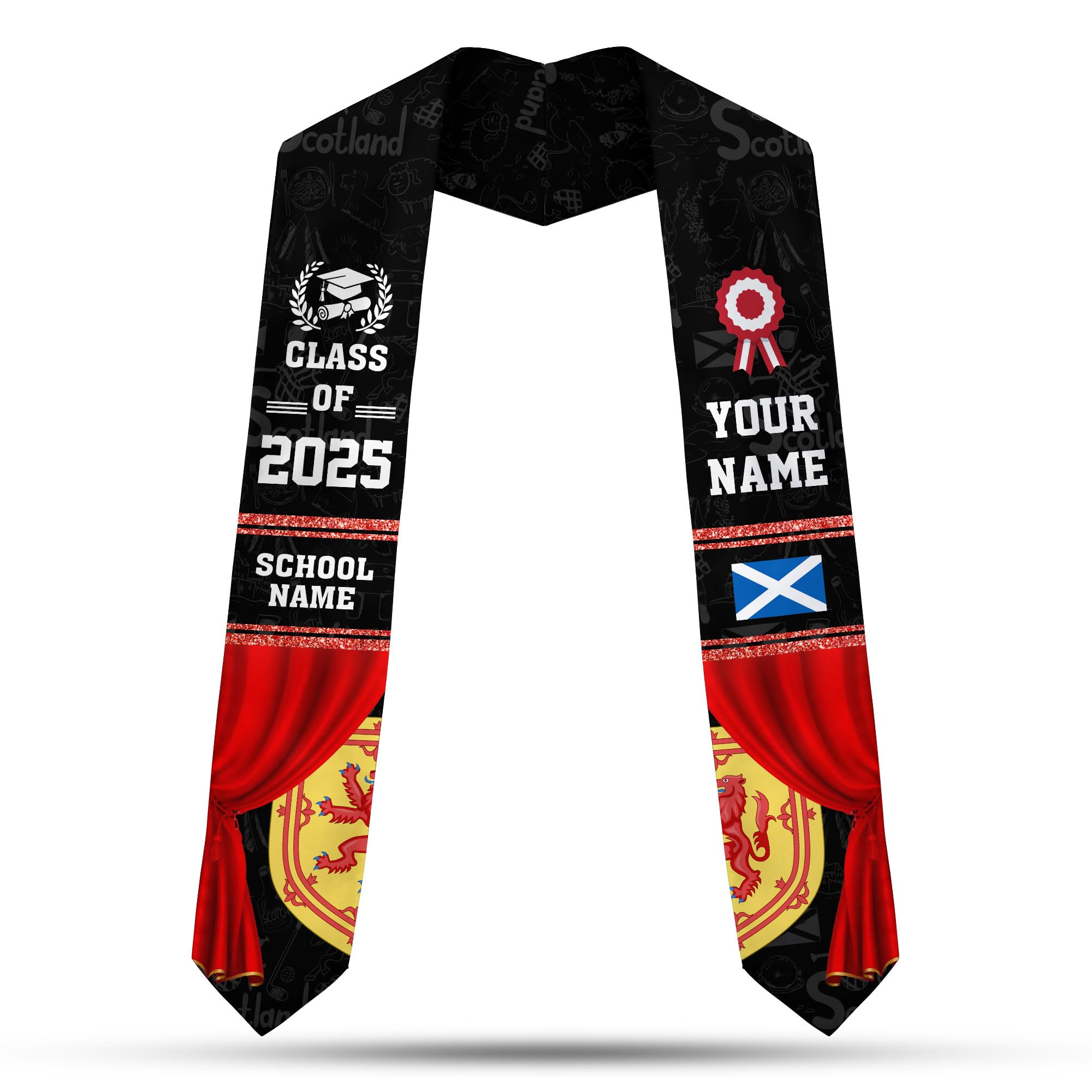 MonkeyVan Scotland Graduation Sash Custom Scotland American Flag Graduation Sash 2025 Scotland Graduation Stole Customize Scl3