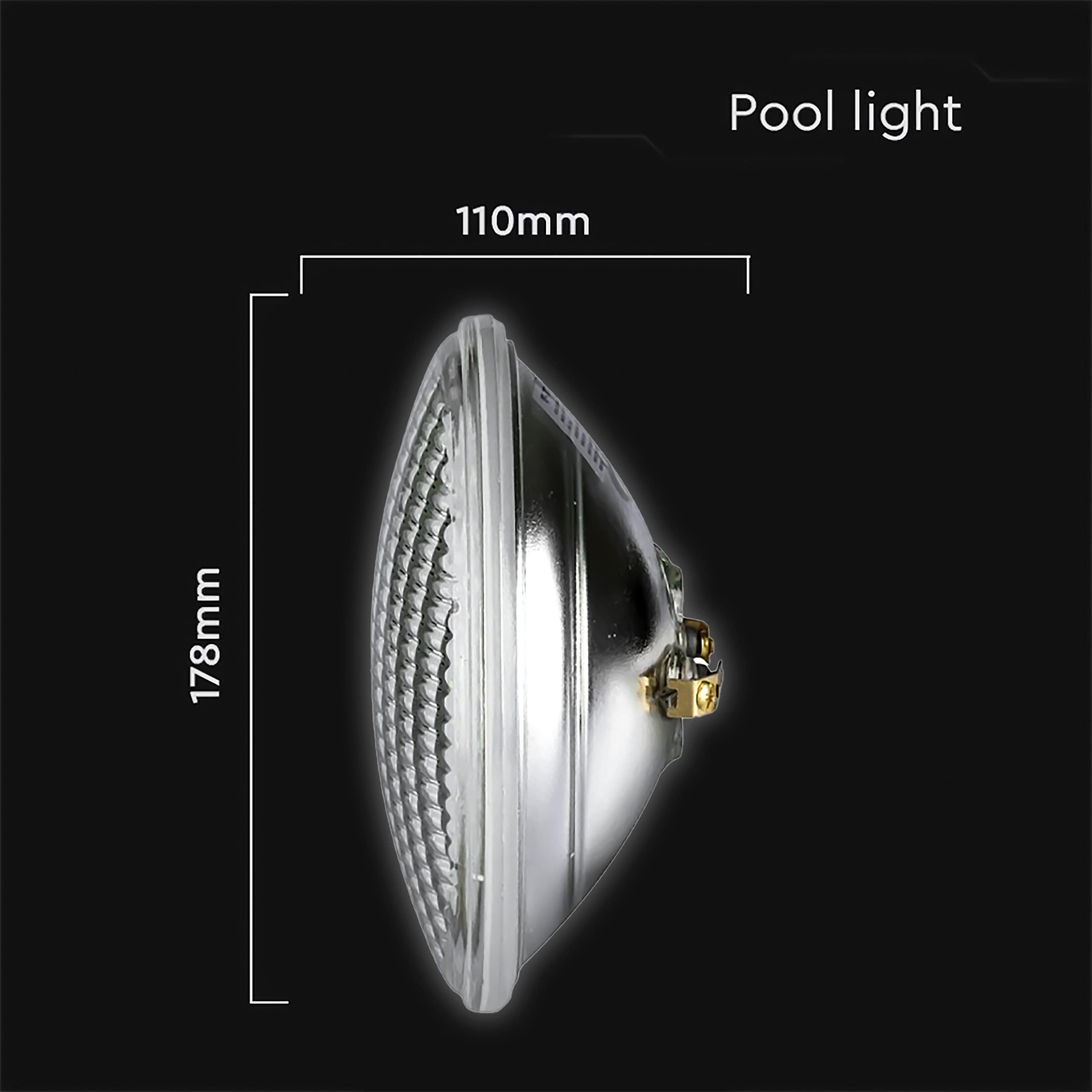 V-TAC Lampada Led da Piscina 12W - PAR56 - Lampada in Vetro Antiurto per Illuminazione Piscine e Fontane - 1260 Lumen - Luce Subacquea - Risparmio Energetico - IP68 - Luce Fredda