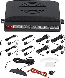 Motoforti Sistema de radar de backup reverso universal para carro automotivo, sensores de estacionamento, alarme detecção de distância preto 8 sensores de estacionamento