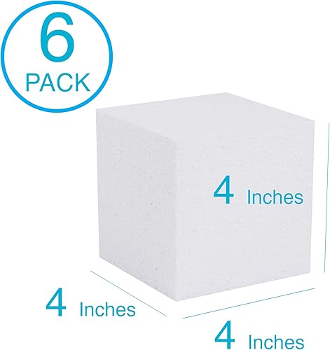 Miniatura 3 de Silverlake - Cubos de espuma para manualidades (4 x 4 x 4 pulgadas) para proyectos de bloques de espuma de poliestireno (paquete de 6)