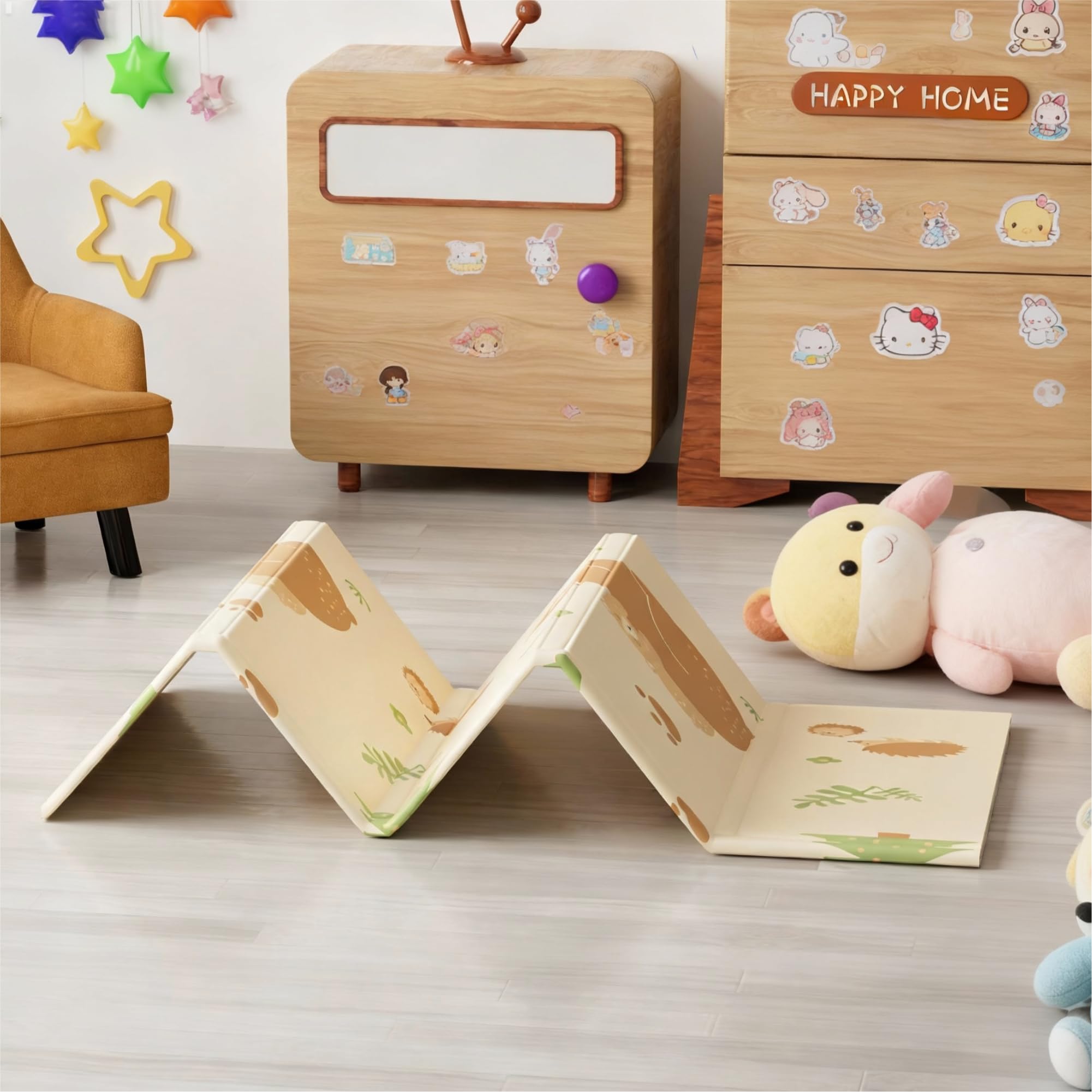 Baby Play Mat, Large Reversible & Foldable Waterproof Foam Playmat 120x120cm, Double-Sided Non-Slip Toddler Floor Mat for Crawling, Tummy Time, Nursery, Portable Floor Mat — view 7