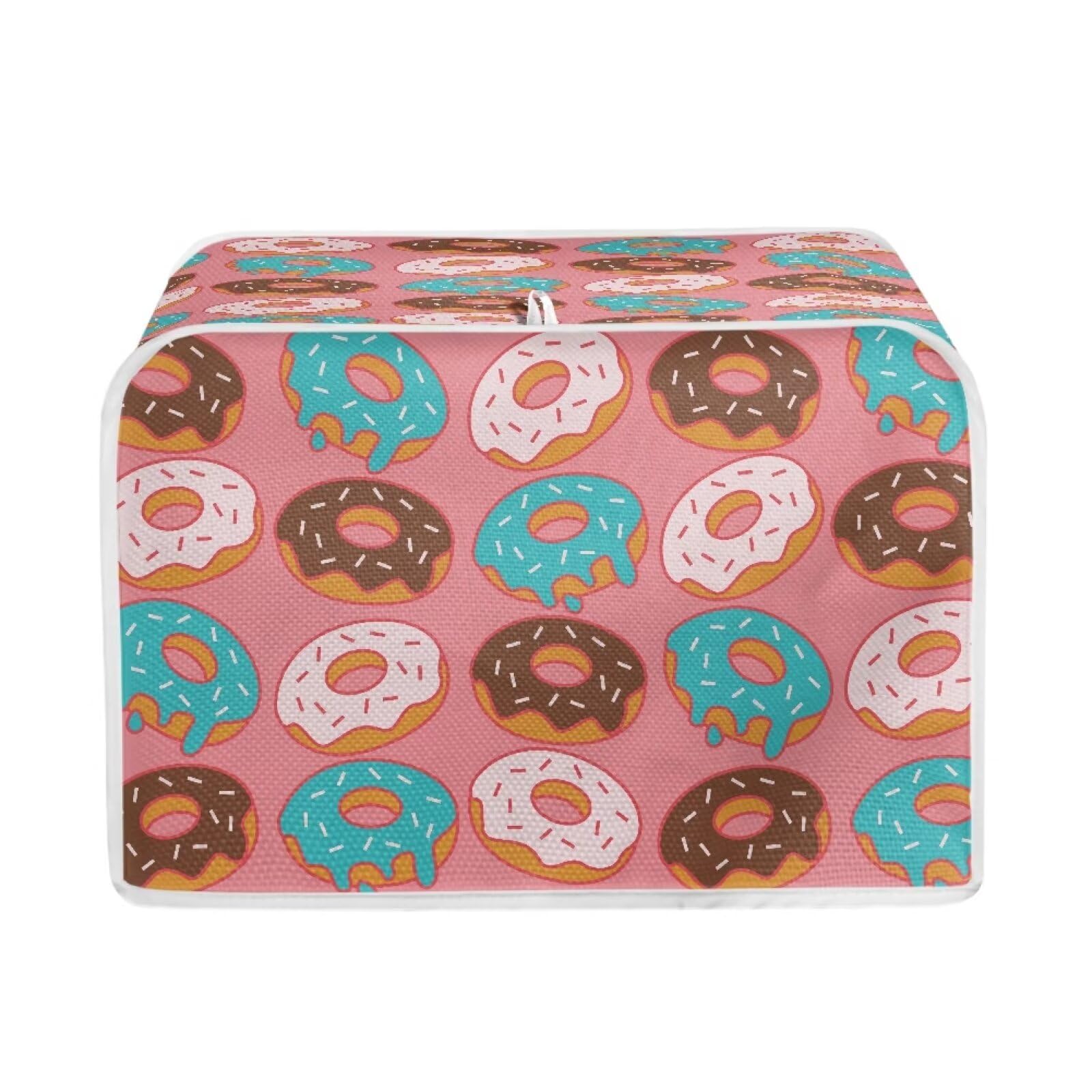 JSLXYYBQ Cute Doughnut Toaster Covers 2 Slice Wide Slot Dustproof Fingerprint Protectors and Greasy Protection Anti-sputtering Machine Washable Women Gift,Pink