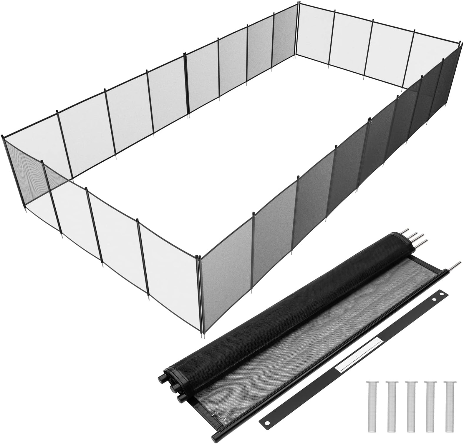 VINGLI 4Ft x 12Ft Black Pool Fence Swimming Pool Fence in Ground Pool Safety Fencing
