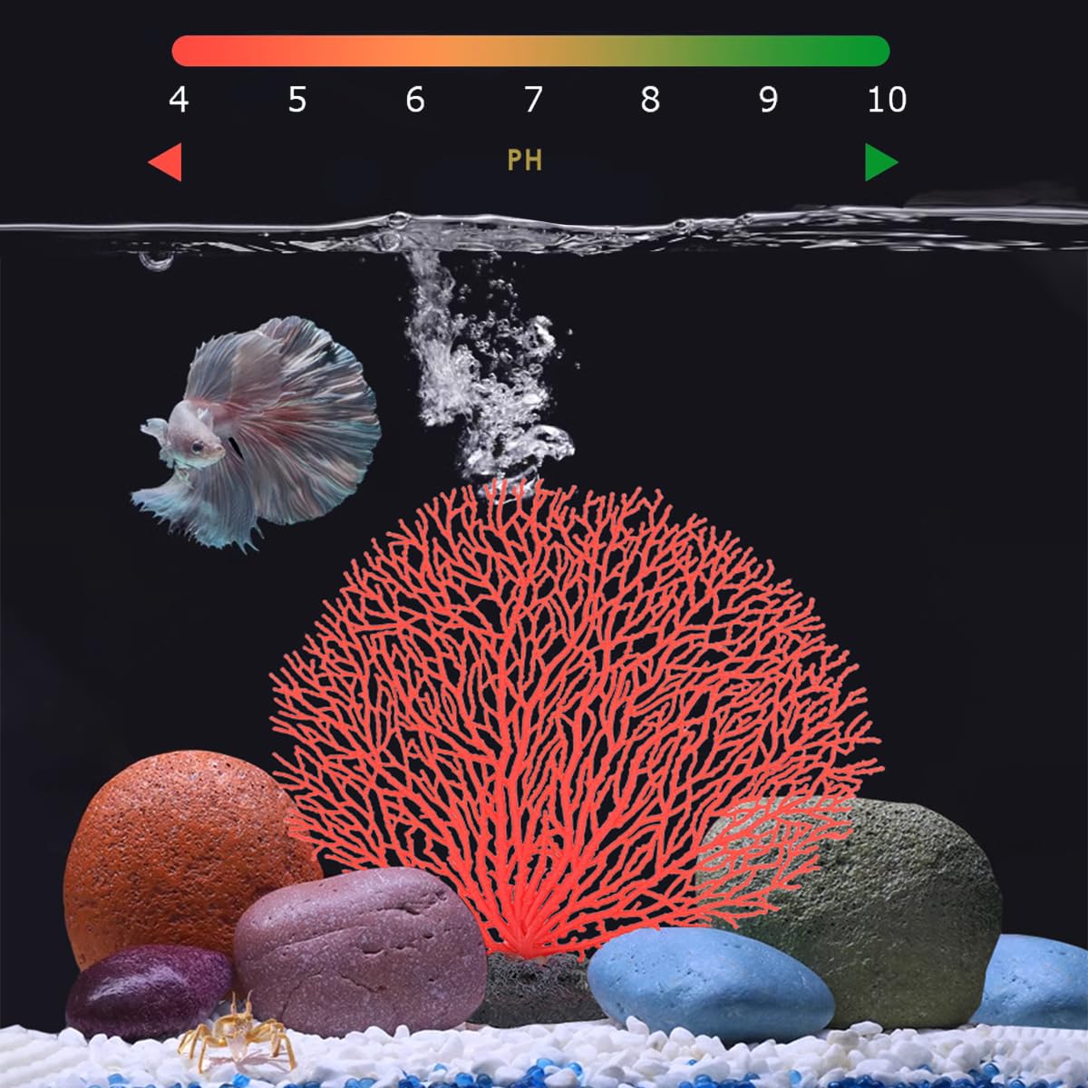 Tissting Corallo Artificiale per Acquario, Decorazione Realistica in PVC con Piante Finte per Pesci