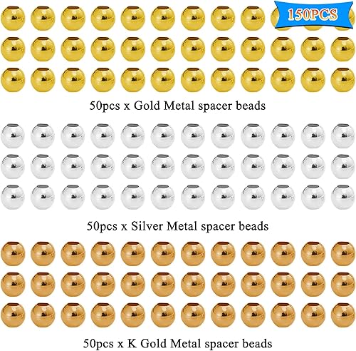 Miniatura 9 de 200 cuentas redondas de 0.315 pulgadas (0.315 in), cuentas espaciadoras de metal, cuentas espaciadoras sin costuras, cuentas de bola sueltas