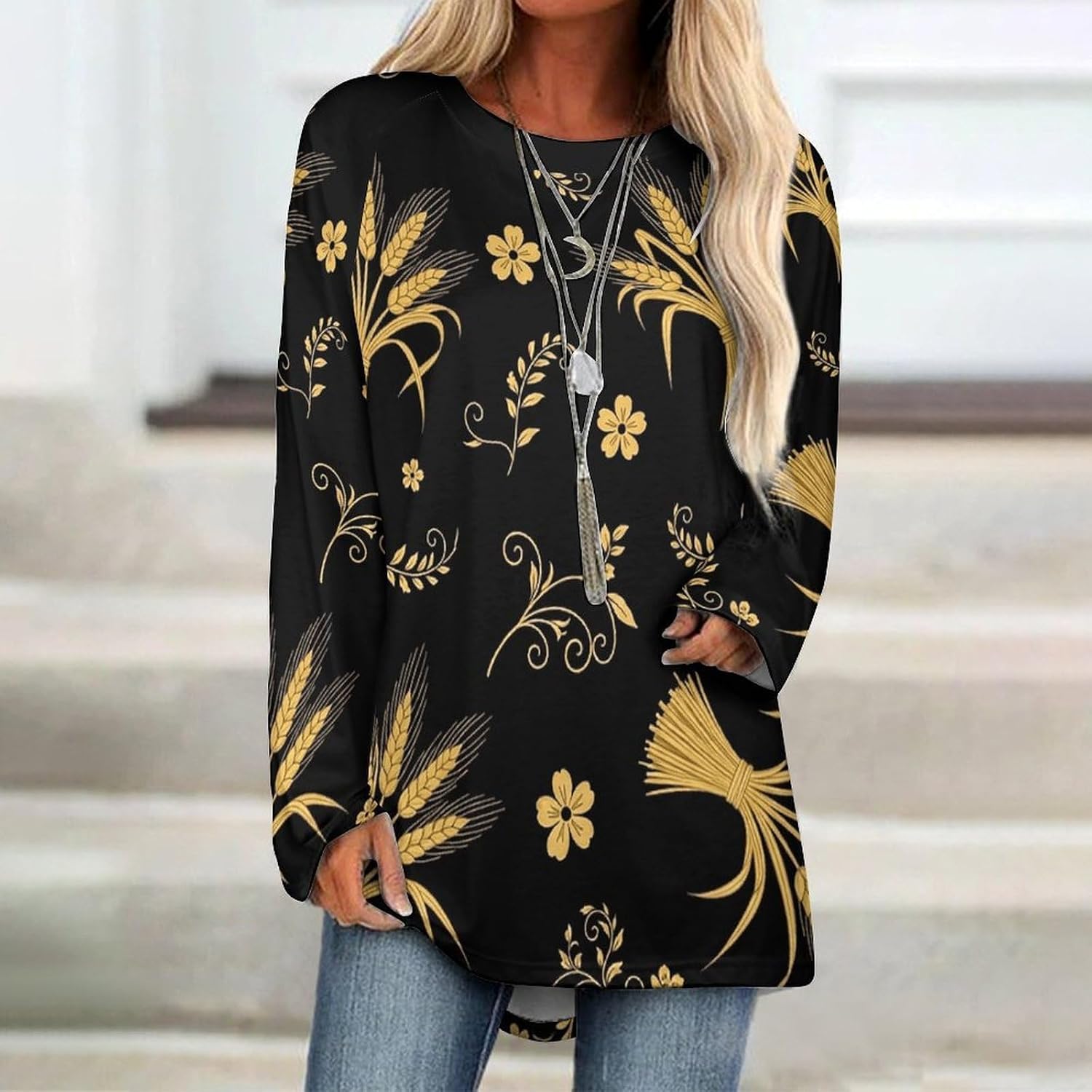Women's Raglan Long Sleeve T-Shirt Casual Crewneck Blouse, Soft Basic Long Top