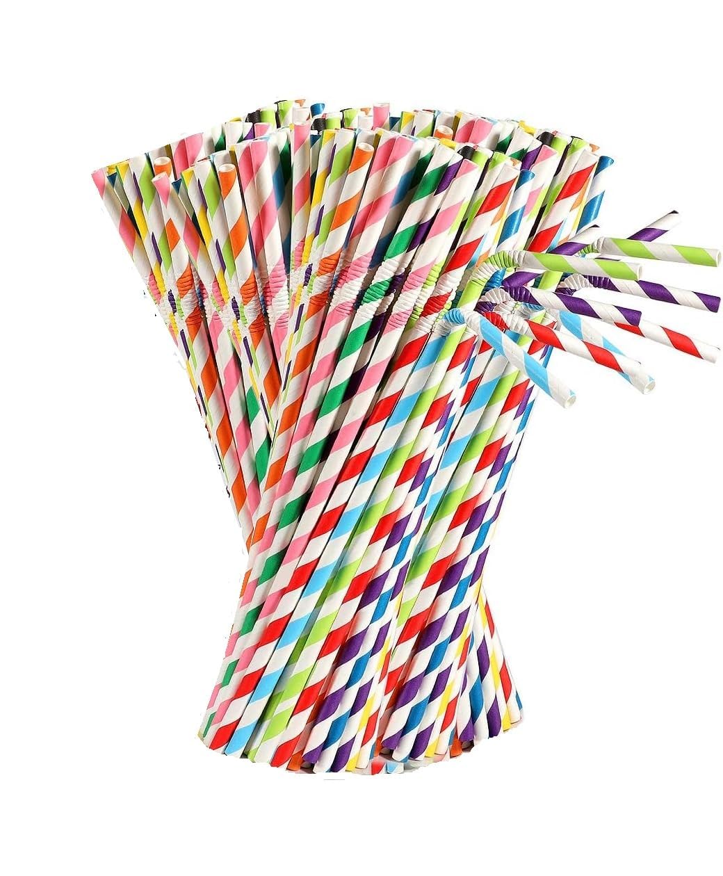 Paper Band Drinking Straws Pipes, 100% Biodegradable 7.78 Inch Eco-Friendly Assorted Colorful Flexible Straws for Juices, Aerated Drinks, Shakes, Smoothies, Party Decor (100 Pcs)-image-12