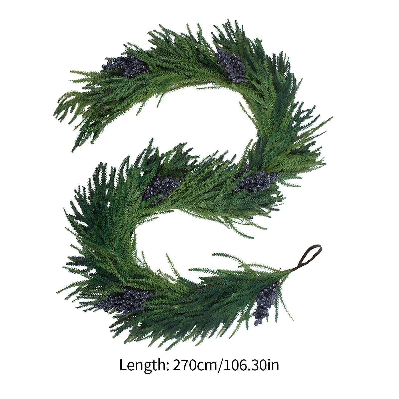 5,9/8,9 FT Świąteczna Girlanda Sztuczna Sosna Norfolk Girlanda z Jagodami Sztuczna zieleń Girlanda na Kominek Świąteczne Dekoracje Wewnętrzne (270 cm)