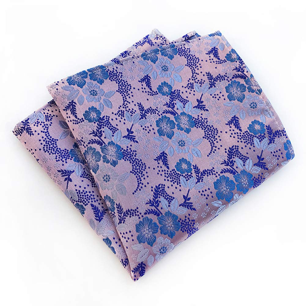 Conjunto de corbata para hombre con diseño floral de lujo, corbata de boda con bolsillo cuadrado, Rosa Azul 3