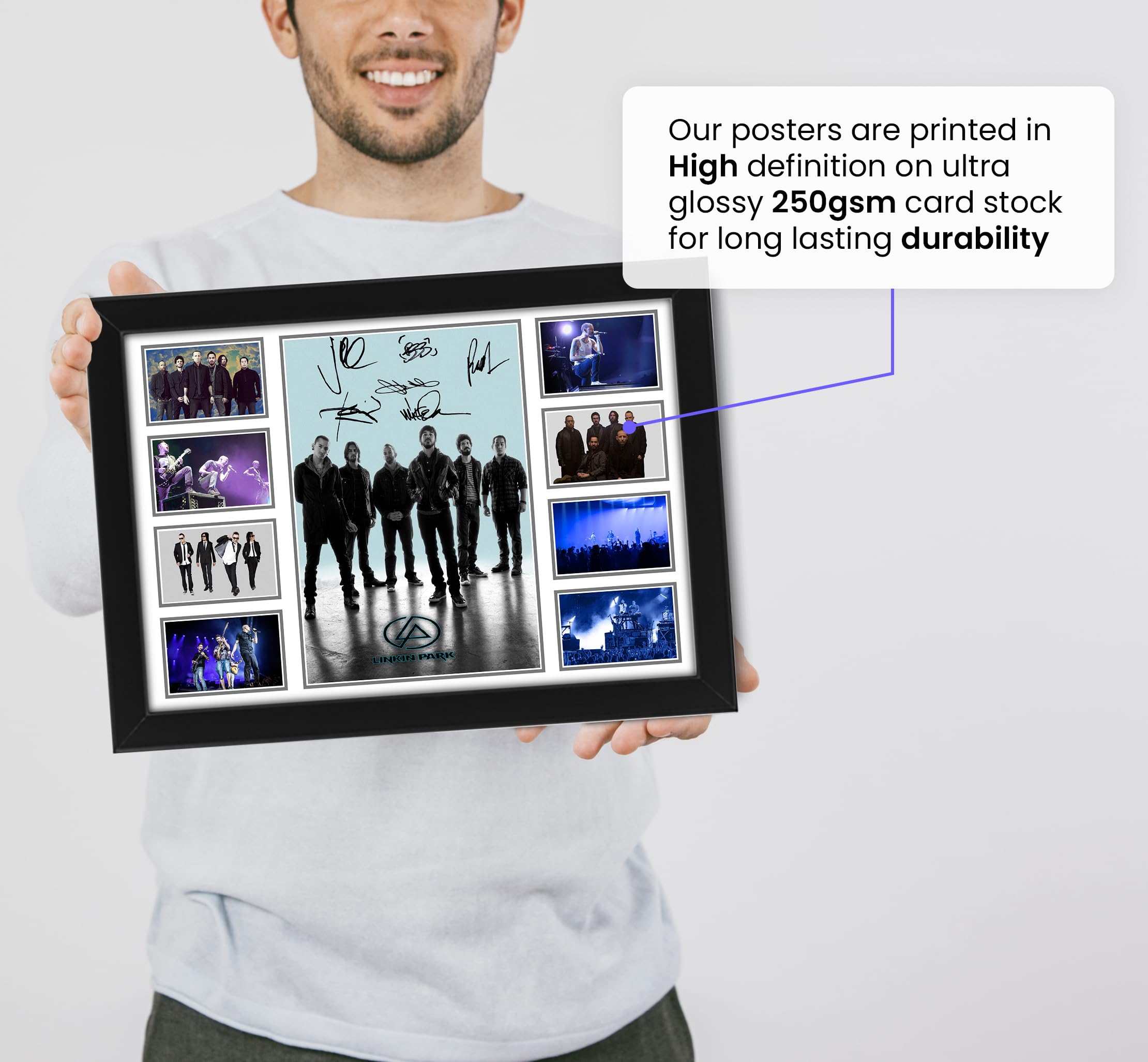 AllStarMedia Stampa artistica da parete ispirata a Tributo a Linkin Park, edizione limitata, idea regalo per fan art, musica, formato A3, incorniciata (30 x 40 cm)