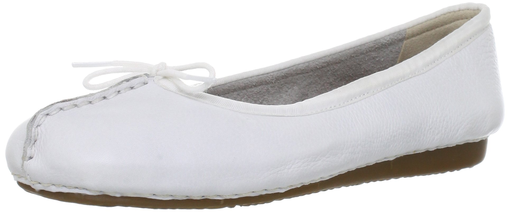 Clarks Women's Freckle Ice Ballet Flats, White Leather, 6.5 UK