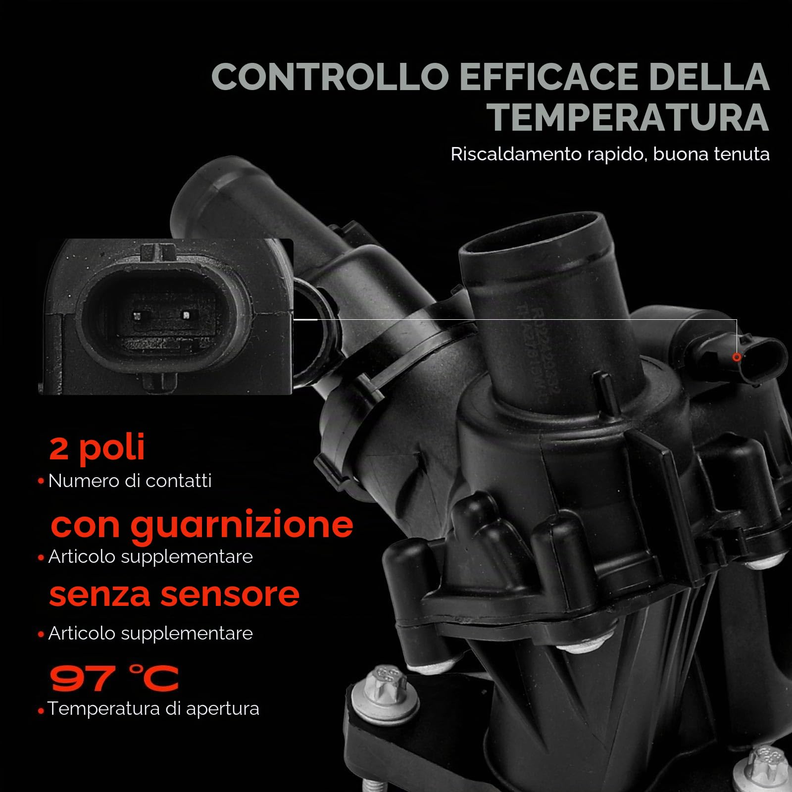 Frankberg Termostato del liquido di raffreddamento A2702000615 | Compatibile con: Classe A W176, CLA Shooting Brake X117, CLA Coupé C117, Classe B W242 W246, Classe GLA X156