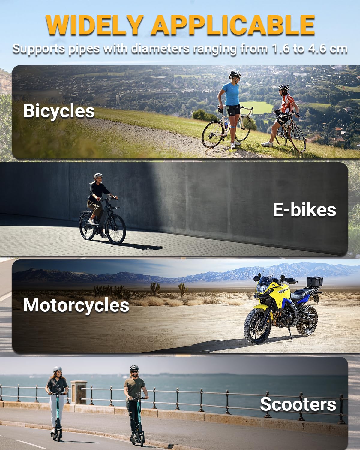 1080P HD Fahrrad Kamera Mit Halterung Dashcam Fahrrad Wasserdicht Motorrad Camera Dashcam WLAN,Einstellbarer Winkel,2600 mAh Akku,140° Weitwinkelobjektiv,64 GB TF-Karte