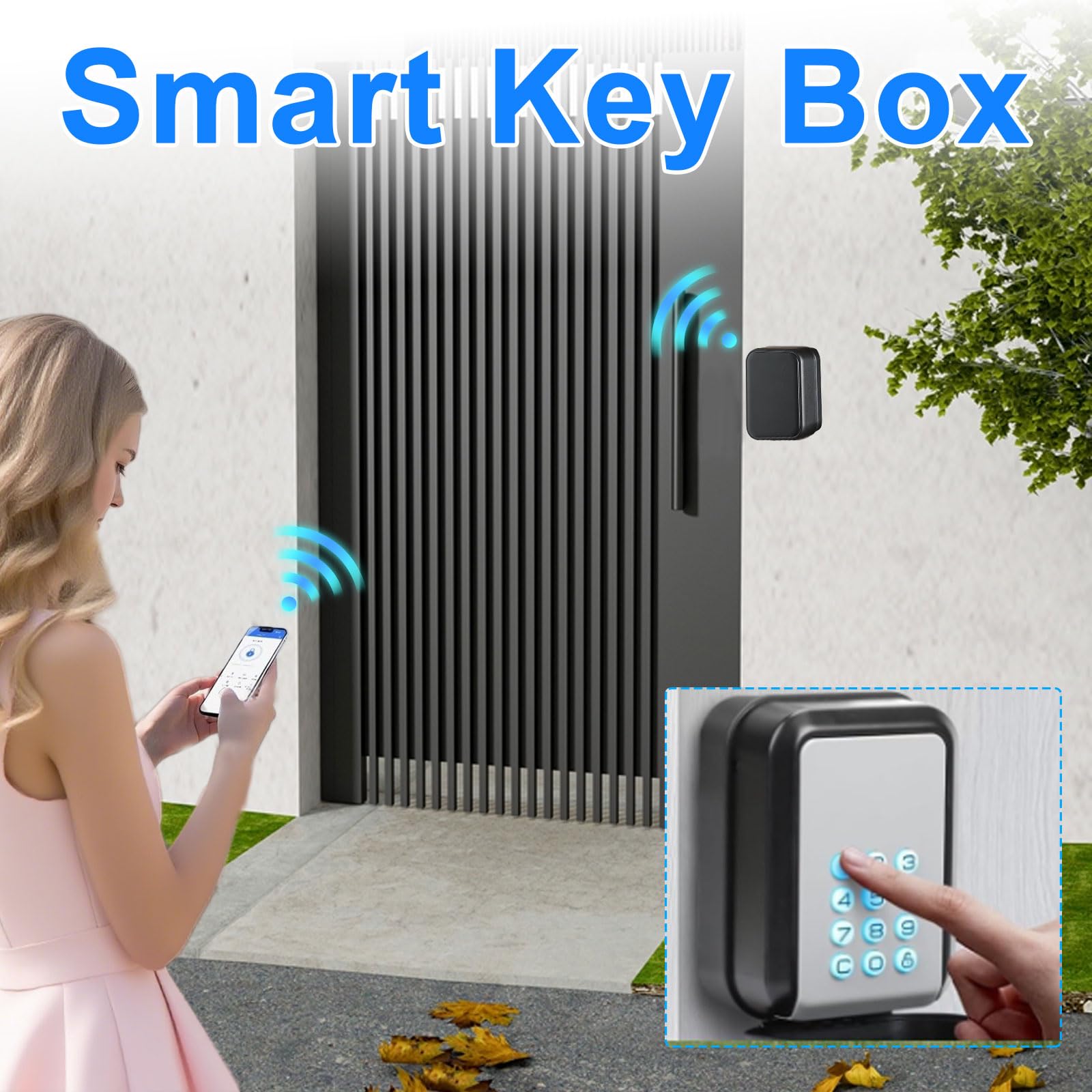 Smart - Caja fuerte para llaves (impermeable, para exteriores) | Bluetooth con código numérico de 6 a 9 dígitos, compatible con aplicación TTLock y código PIN caja fuerte para casa o garaje