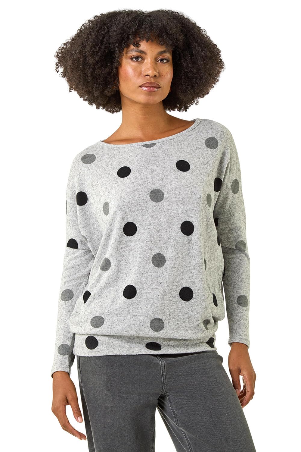 Blouson Top for Women UK Ladies Drop Shoulder Long Sleeve Jersey Stretchy Oversized Casual Office Jumper Soft Everyday Sweater Lounge Sweatshirt Blouses