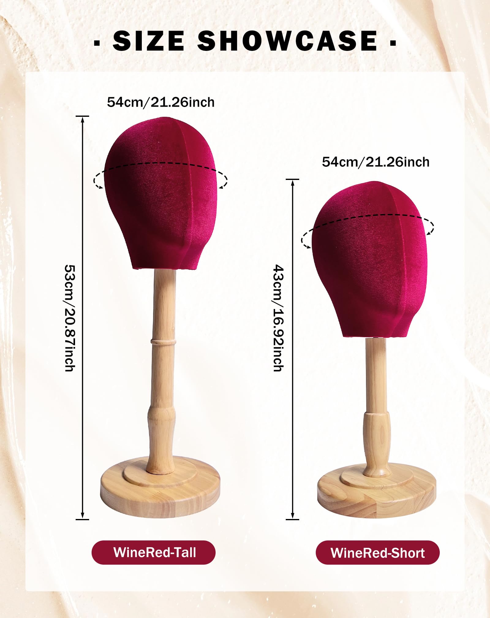 CHADWICK Mannequinkopf Mit Ständer – Samt-Perückenständer, 43,2 Cm Hoch, 54,2 Cm Kopfumfang
