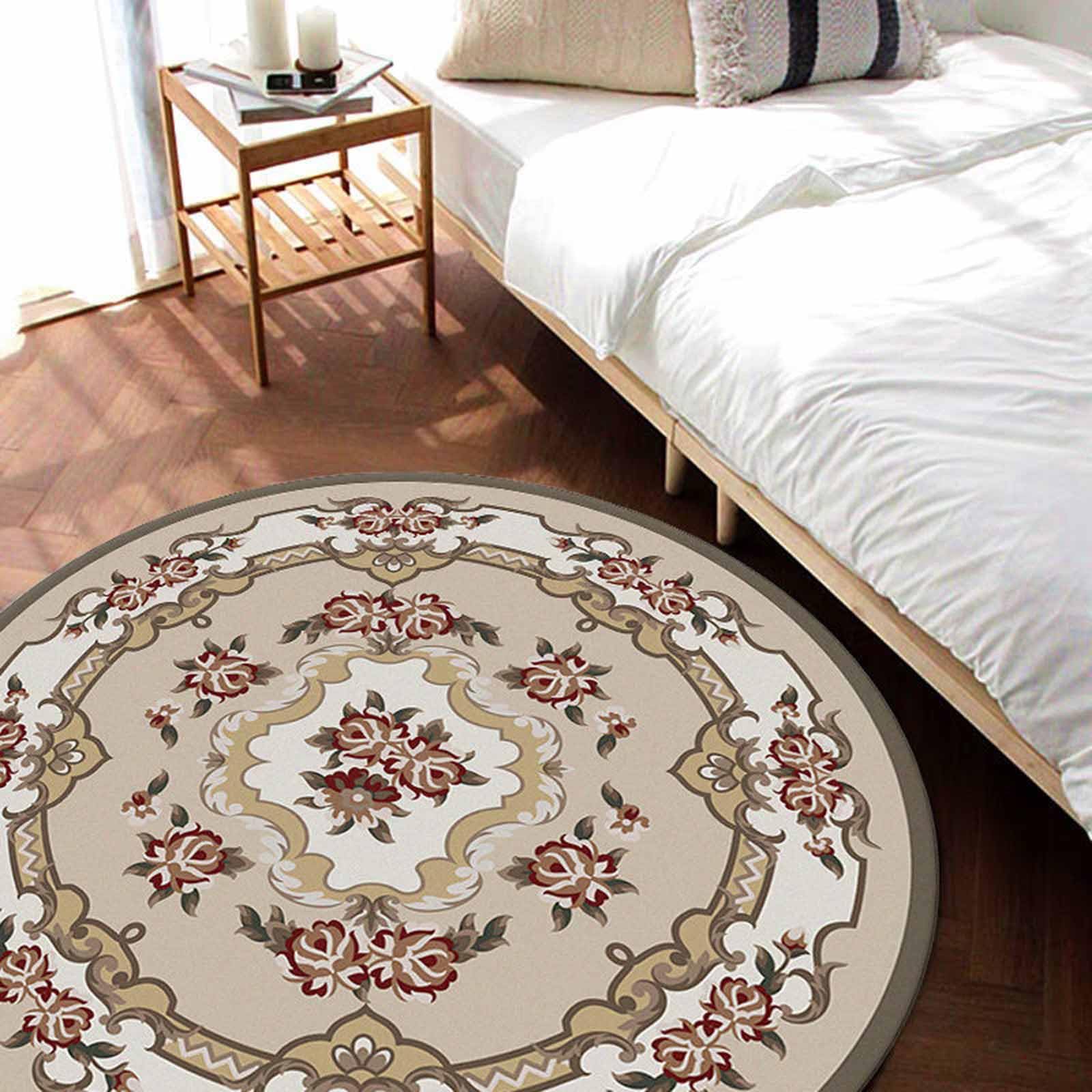 Tapis de Couloir Circulaire Nordique Classique pour Chambre à Coucher Beige Rouge 60cm 80cm 100cm 120cm 140cm 160cm 180cm 200cm Tapis élégant Salon vestiaire