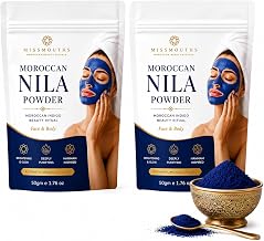 Moroccan Nila Powder – Indigo Blue Face Pack for Skin Brightening, Tan Removal & Detox | Traditional Moroccan Hammam Beauty Treatment for Face & Body Care | 50g (50G - PACK OF 2)