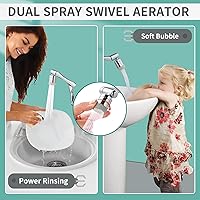 Vista 3 de CECEFIN Extensor de Llave Giratorio de 1080° de Extensión Doble - Aireador de Llave Robótico de Brazo Largo Giratorio para Fregadero de Baño