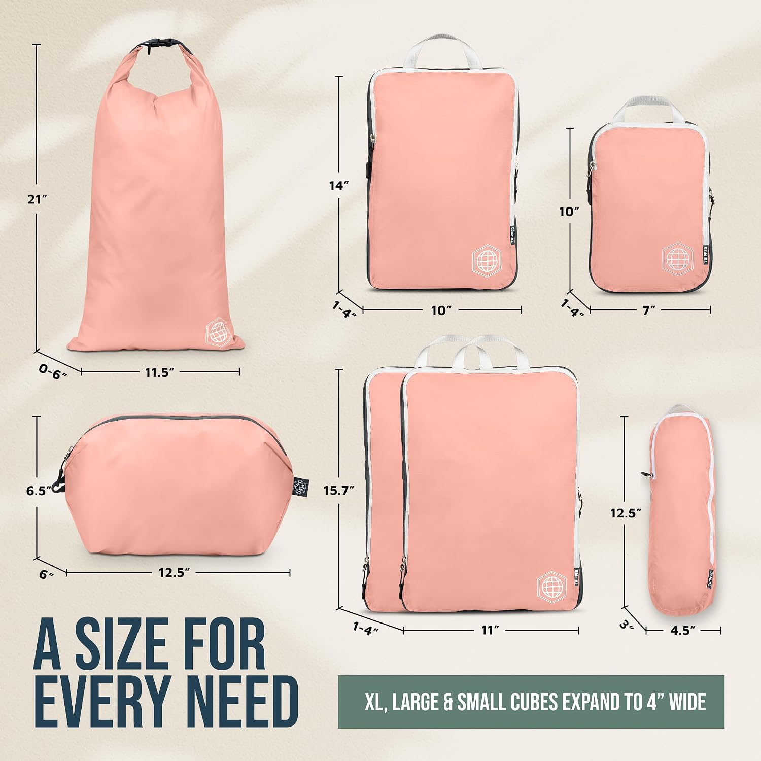 TRIPPED Travel Gear Large Compression Packing Cubes 7-Piece Set for Travel image 4