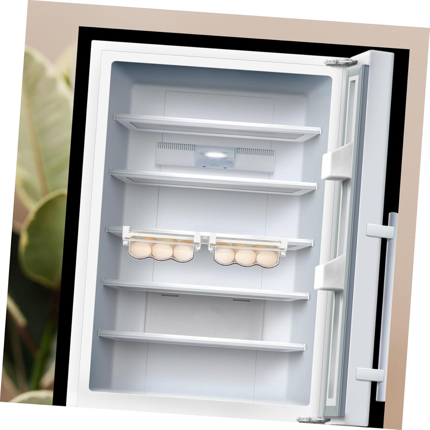 BESTYASH 1Pc Large Capacity Egg Storage Box Drawer Type Egg Holder for Refrigerator Stylish White Egg Container with Slide Design Easy Access Organizer for Kitchen Use