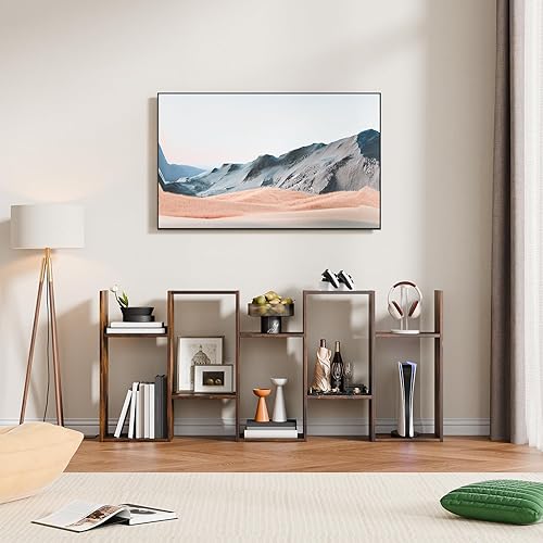 Miniatura 5 de Cozy Castle Juego de 2 estanterías geométricas, modernas en forma de S, estantería separadora de habitaciones, estantería abstracta única de 62