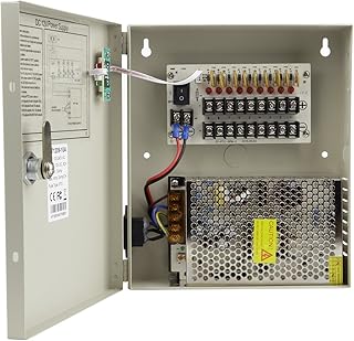 صندوق باور سبلاي موزع بـ 9 قنوات، 12 فولت تيار مستمر، 10 أمبير مع صمام PTC، لنظام وأجهزة كاميرات المراقبة DVR أو كاميرات IP من زينوكام