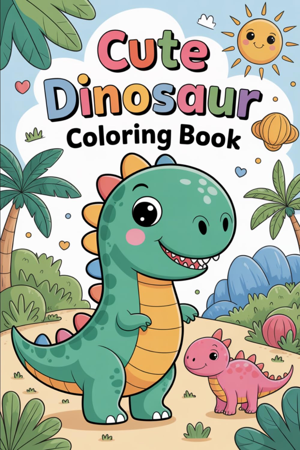 Cute Dinosaur Coloring Book for Kids Ages 2–8: Fun and Easy Coloring Pages with Adorable Dinosaurs, Perfect for Toddlers and Young Kid