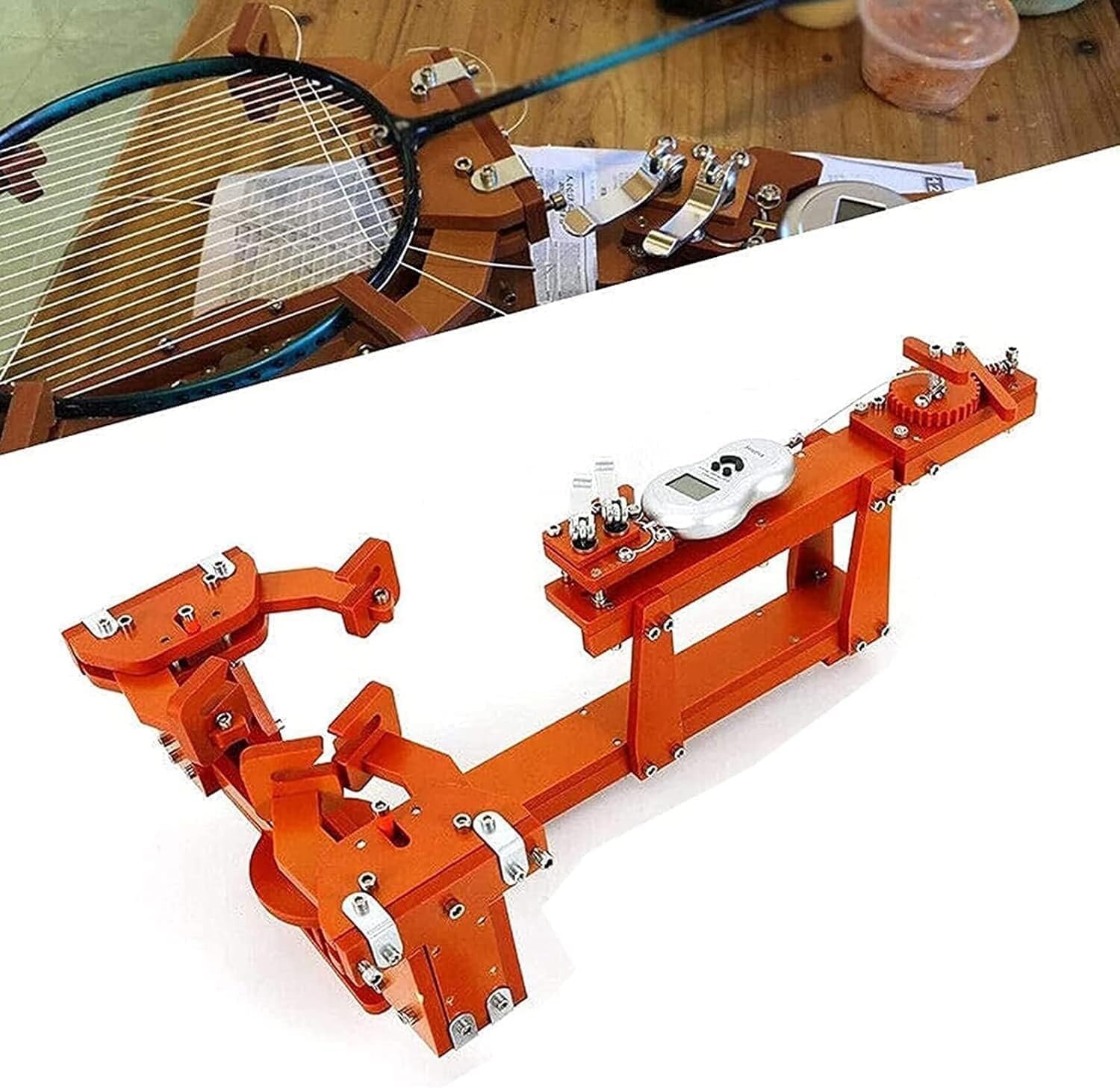 Tennis Racquet Stringing Machine,Badminton Racket Stringing Machine, 6-Point Fixed 60lb Winch Type Badminton String Machine, with Digital Display, for Squash, Tennis, Badminton Rackets