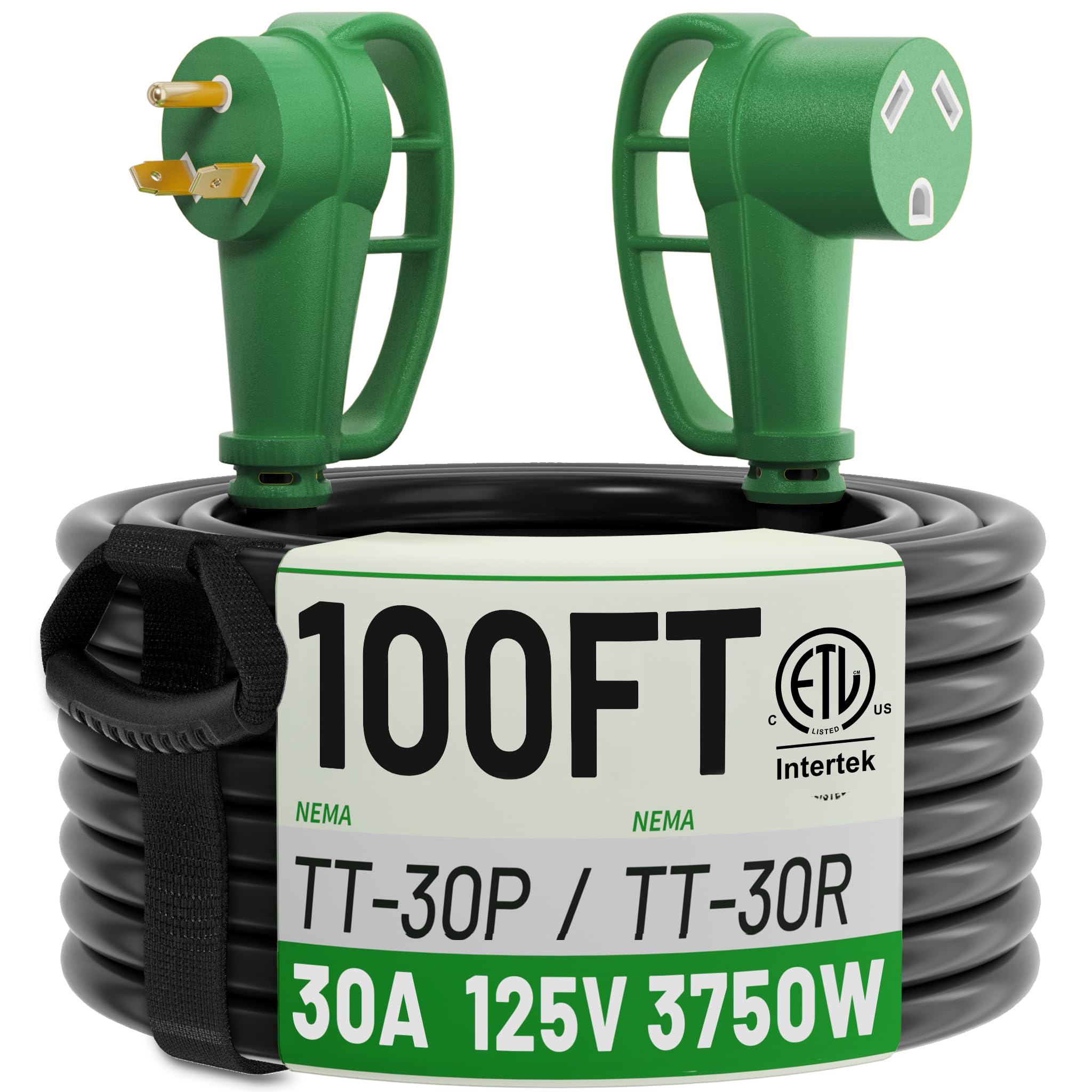 POWGRN 30 Amp RV Extension Cord 100 FT, RV Power Cord 30 Amp Waterproof
