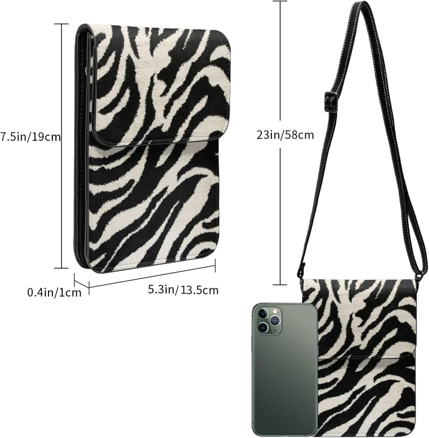 Zebra Animal Print Small Cell Phone Purse Small Crossbody Bags Women Pu Leather Shoulder Bag Handbag