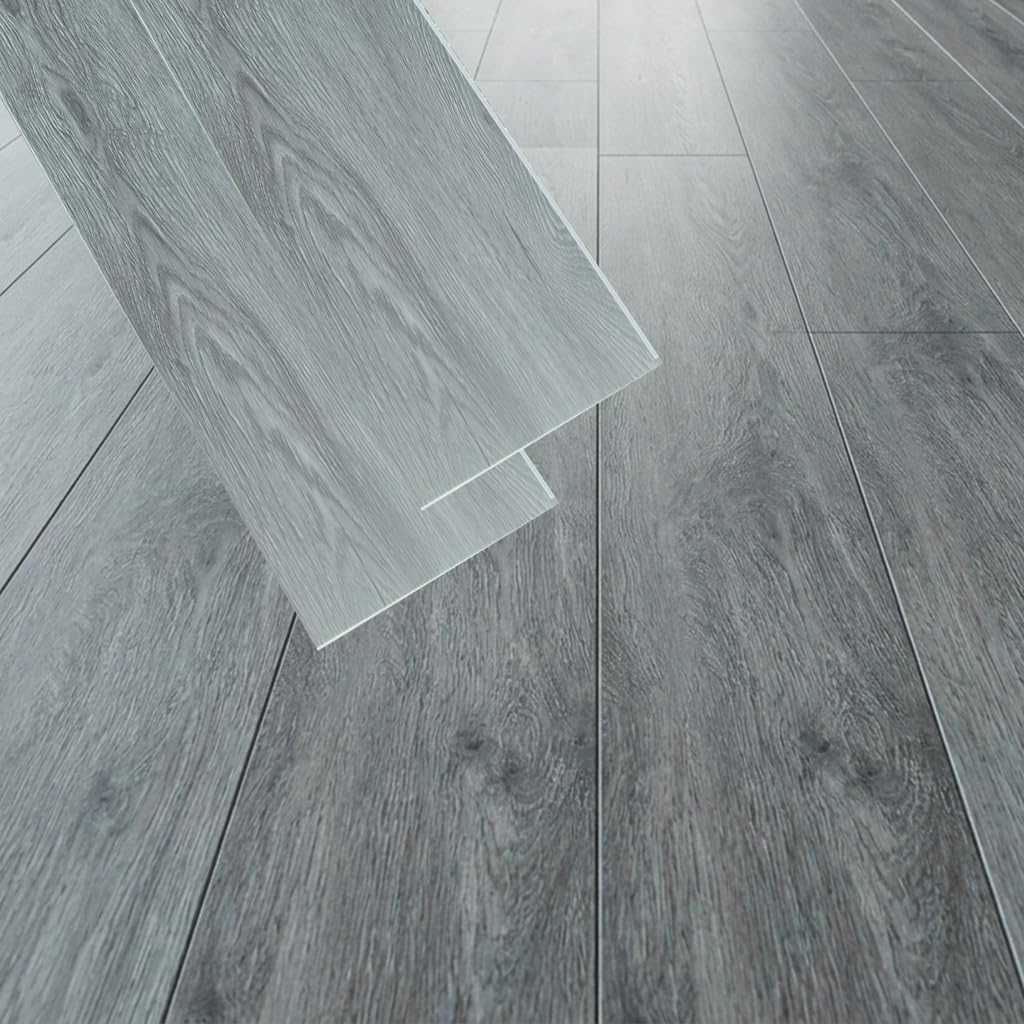 Display Guru Anti Slip, Waterproof, Fireproof SPC Vinyl Flooring Floor Planks Home Office Kitchen Bedroom Bathroom and Restaurants (American Oak Grey)
