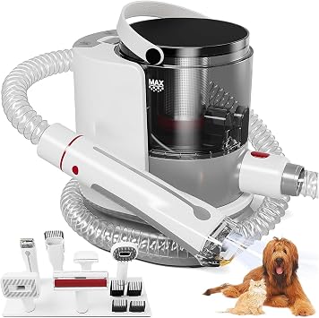 Pet Grooming Kit & Dog Hair Vacuum 99% Pet Hair Suction, 1.5L Pet Vacuum Groomer with 7 Pet Grooming Tools, Low Noise Dog Brush Vacuum for Shedding Dogs Cats at Home