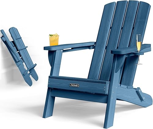 Silla Adirondack plegable con textura de madera, sillas para hoguera de polietileno de alta densidad para todo tipo de clima, sillas Adirondack de