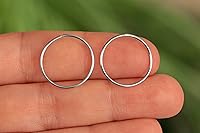 Vista 141 de Gold Hoop Earrings Silver Hoop Earrings - Hoop Earrings For Women Two Pcs Of Thin Gold Filled Sterling Silver Hoops, Helix Hoop, Tragus Ring