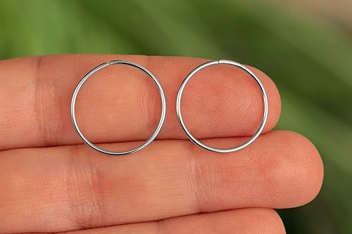 Miniatura 141 de Gold Hoop Earrings Silver Hoop Earrings - Hoop Earrings For Women Two Pcs Of Thin Gold Filled Sterling Silver Hoops, Helix Hoop, Tragus Ring