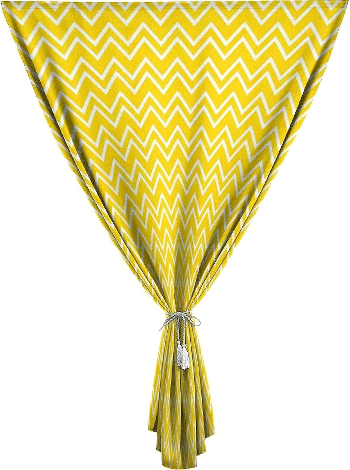 Self Adhesive Portable Blackout Curtains, Yellow Decor Room Darkening Curtains, Zig Zag Chevron Pattern Modern Art Print Temporary Blackout Blinds,59W x72L Inches, for Bathroom Living Room Bedroom