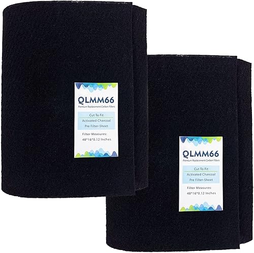 QLMM66 Filtro de tela de carbono de 16 x 48 x 0.12 pulgadas (paquete de 2) de repuesto de carbón activado Hepa, filtro de ventilación de CA de