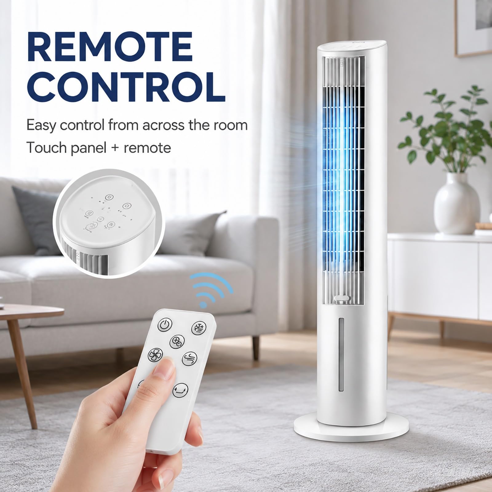 Refrigerador de Aire con Depósito Agua, 3 Velocidades, Climatizador Evaporativo para Apartamento, Dormitorio, Hogar