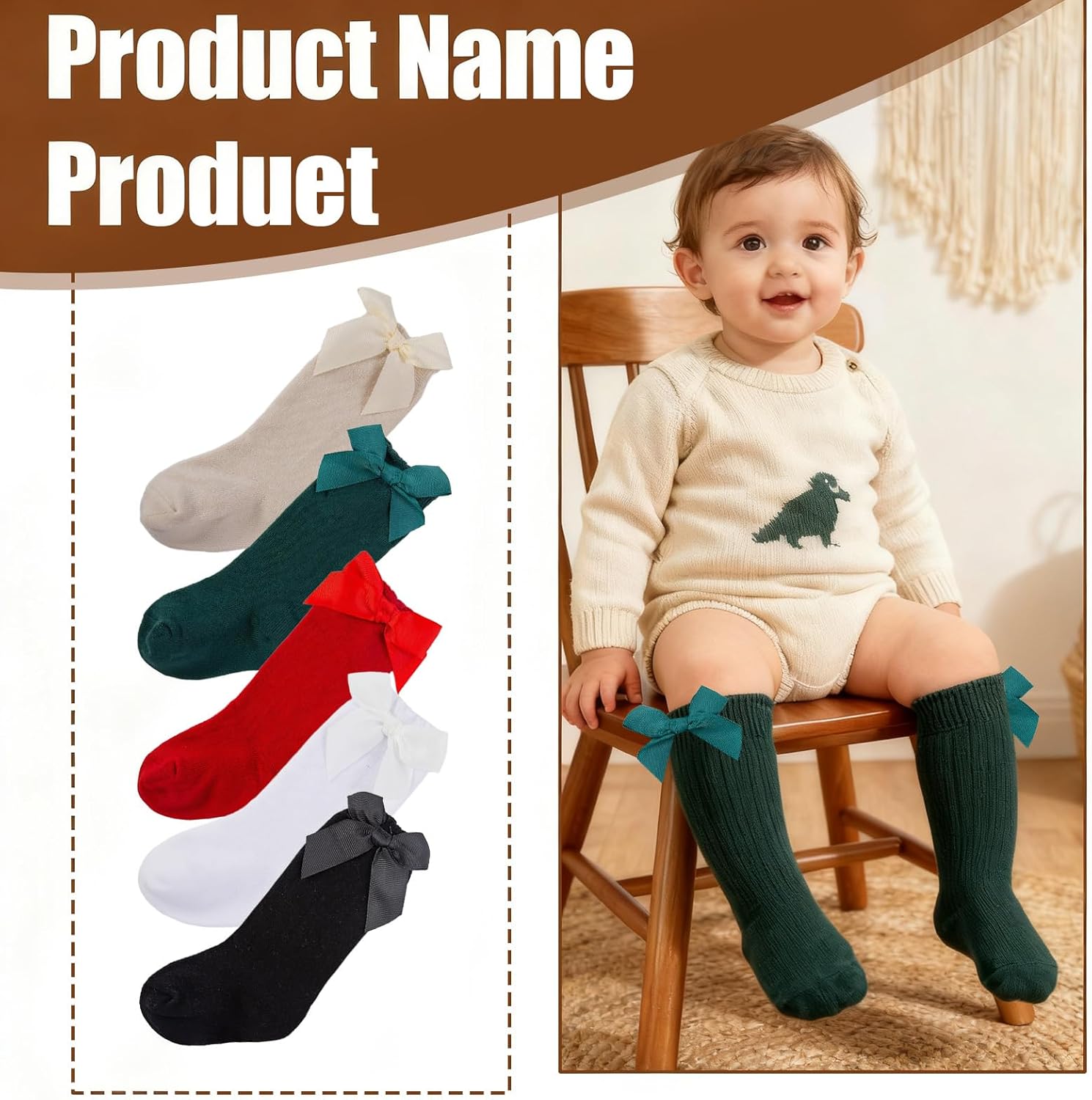 Baby Girl Knee High Socks with Bows Soft Cotton Ruffle Long Stockings Smooth Sole Infant Toddler Uniform - Image 4