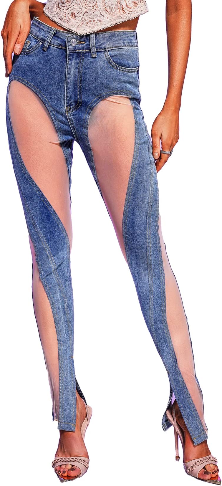 BELLA BARNETT McKenzie Mesh Denim Pants